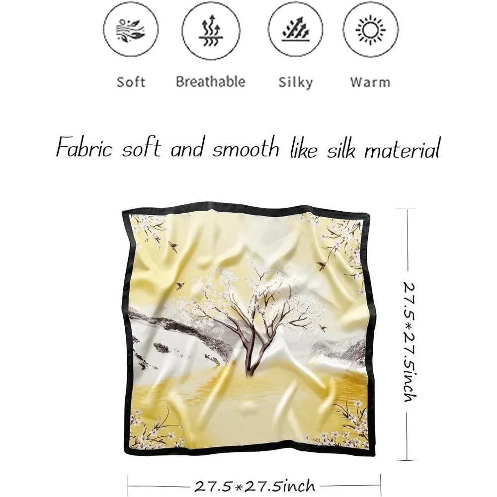 Satin Bandanas Head A14 Flos Scarf Women Lightweight Silk Hair Wrap Sleep Scarf